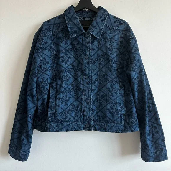 SOLITAIRE Flower Embroidered Denim Jacket - Picture 1 of 9